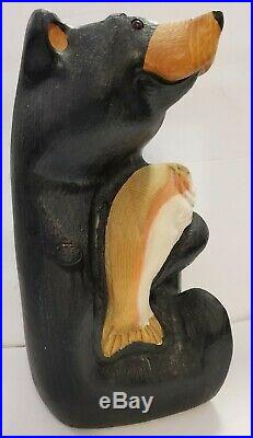 Wood Bear Holding a Fish Sculpture by Jeff Fleming, Big Sky /Bears Carvers