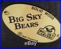 Wood Bear Holding a Fish Sculpture by Jeff Fleming, Big Sky /Bears Carvers