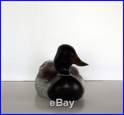 Wood Carved Hand Painted Duck Decoy by Big Sky Carvers, Artist Signed, 10 1/2 L