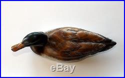 Wood Carved Hand Painted Duck Decoy by Big Sky Carvers, Artist Signed, 10 1/2 L
