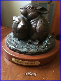 Woodland Cottontails Big Sky Carvers Burl Jones'93 Bronze/resin rabbits MINT