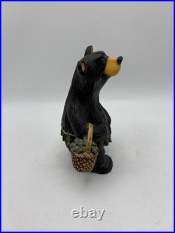 Woody Bear Big Sky Carvers Montana Fleming Ceramic Collector Basket Large