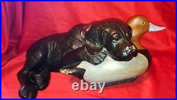 XL Big Sky Carvers Bradford Williams After Practice Dog & Duck Decoy Figurine