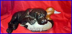 XL Big Sky Carvers Bradford Williams After Practice Dog & Duck Decoy Figurine