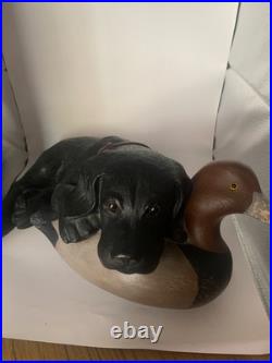 XL Big Sky Carvers Bradford Williams After Practice Labrador Dog & Duck, Rare