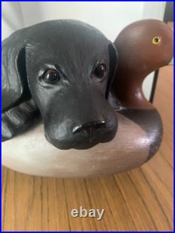XL Big Sky Carvers Bradford Williams After Practice Labrador Dog & Duck, Rare