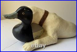 XL Big Sky Carvers Bradford Williams Practiced Pup Dog & Duck Decoy Figurine