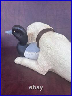 XL Big Sky Carvers Bradford Williams Practiced Pup Dog & Duck Decoy Figurine